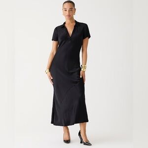 J Crew Short-sleeve maxi slip dress in luster crepe